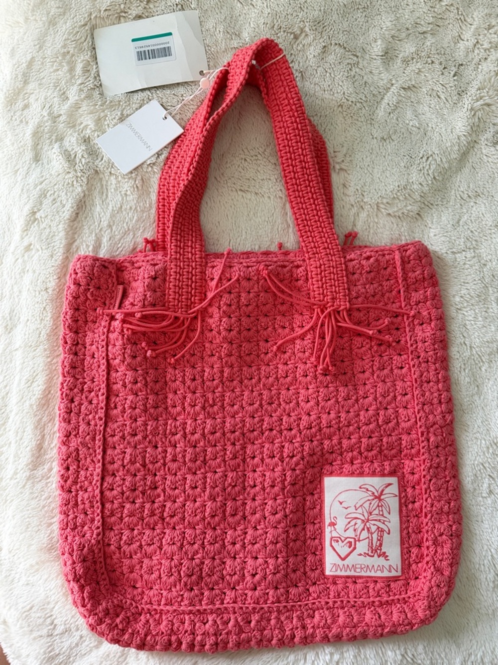 Zimmermann Pink Crochet Tote Bag - Picture 2 of 5